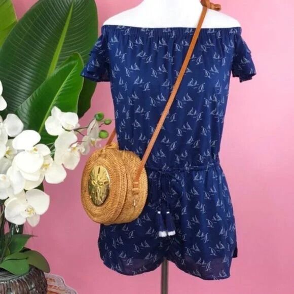 Vineyard Vines Coastal Sailboat Deep Bay Summer Romper XXS - Picture 1 of 8